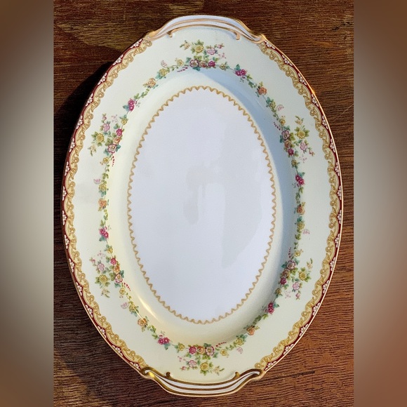 Vintage Discontinued Noritake DIMITY Gold Trim Lug Handled Oval Serving Plate - Picture 4 of 16